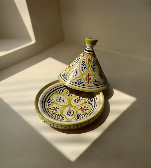 Authentic Handmade Tagine – Natural Clay Moroccan Pottery – Traditional Lead-Free Cookware & Decorative Pot – Artisan Painted Pottery