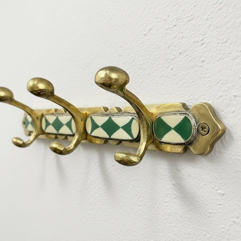 Unlacquered Brass Robe Hook Set – Vintage Rustic Wall Mount