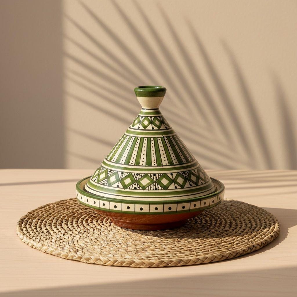 Handmade Moroccan Tagine, Decorative Ceramic Tableware (23cm Diameter)