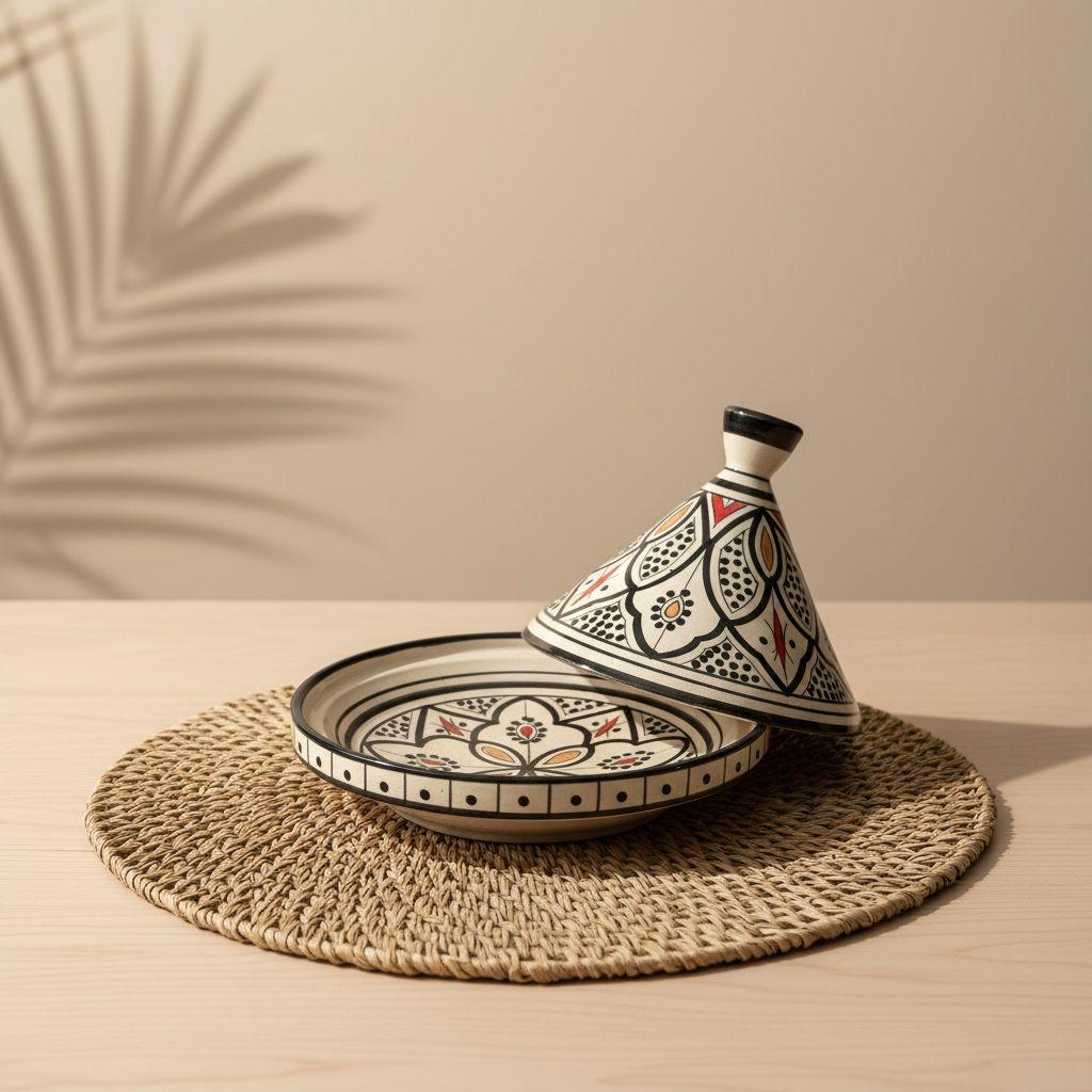 Handmade Moroccan Tagine, Hand-Painted Ceramic Tableware, 23cm