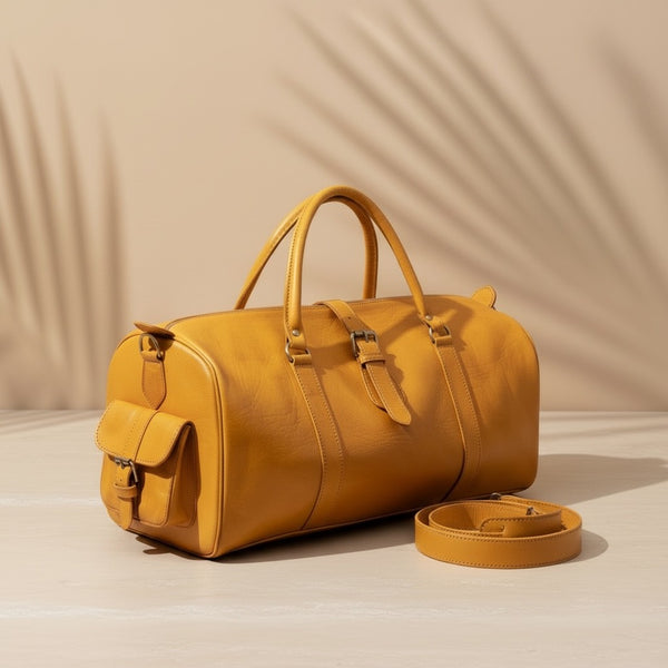 Leather Travel Duffle Bag – Handmade Full-Grain Moroccan Leather Weekender