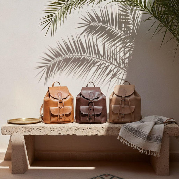 Handmade Moroccan Goatskin Leather Backpack – 80s Vintage Travel Bag