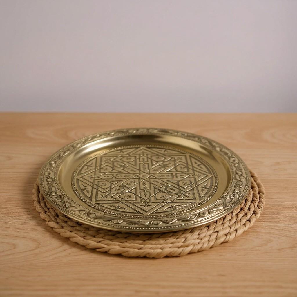 Handmade Moroccan Silver Tea Tray – Traditional Engraved Serving Tray