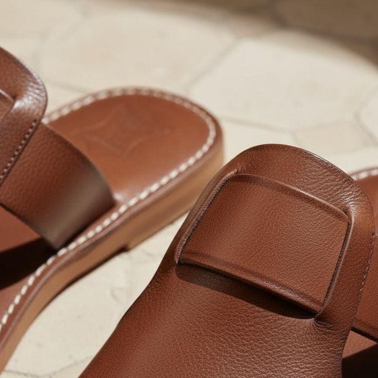 Handmade Moroccan Leather Babouche Slippers – Orthopedic Summer Sandals