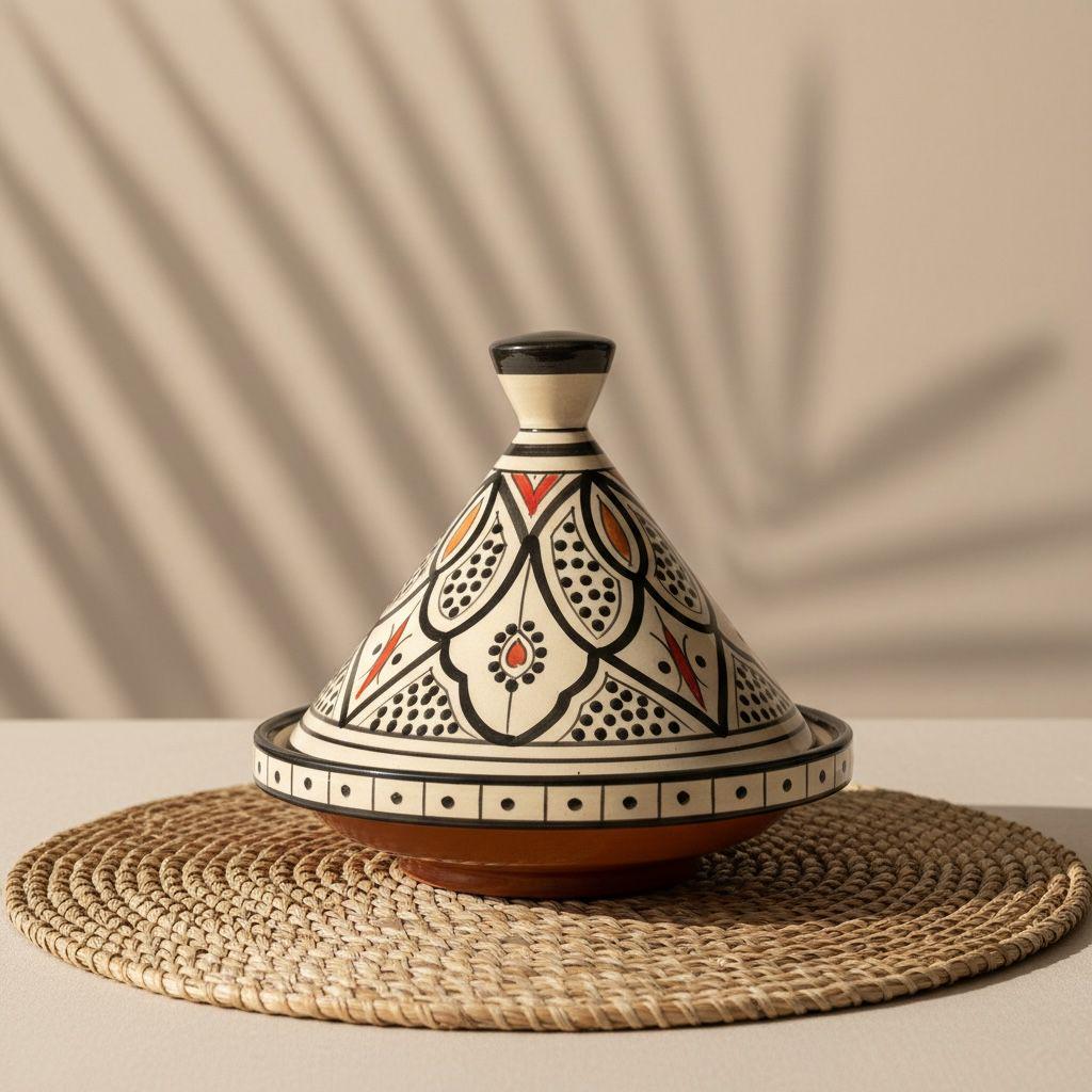 Handmade Moroccan Tagine, Hand-Painted Ceramic Tableware, 23cm