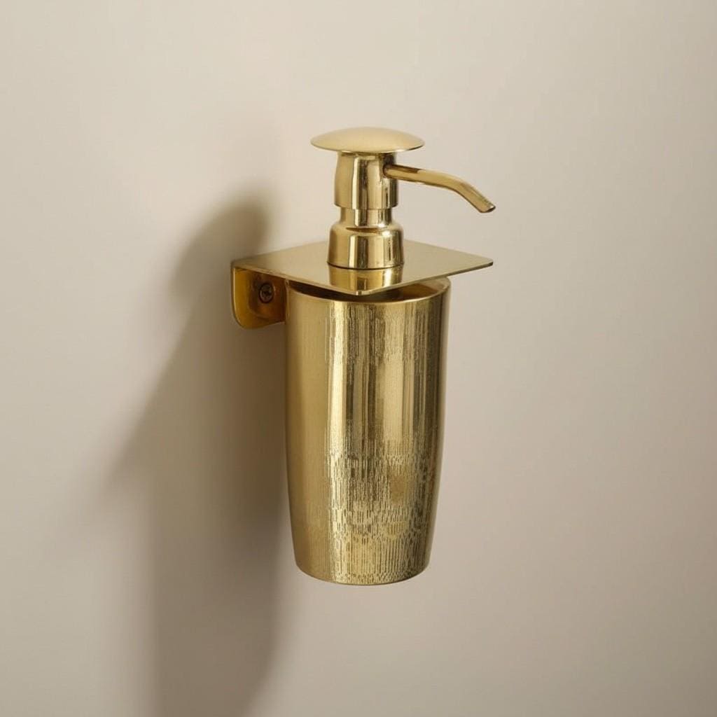 Unlacquered Brass Double Soap Dispenser – Solid Brass Wall Mounted Pump, Vintage Bathroom Hardware