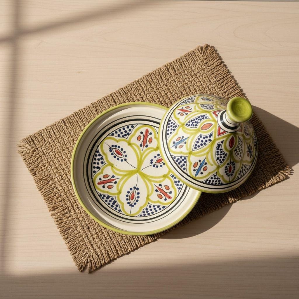 Handmade Moroccan Tagine, Hand-Painted Ceramic Tableware, 9-inch