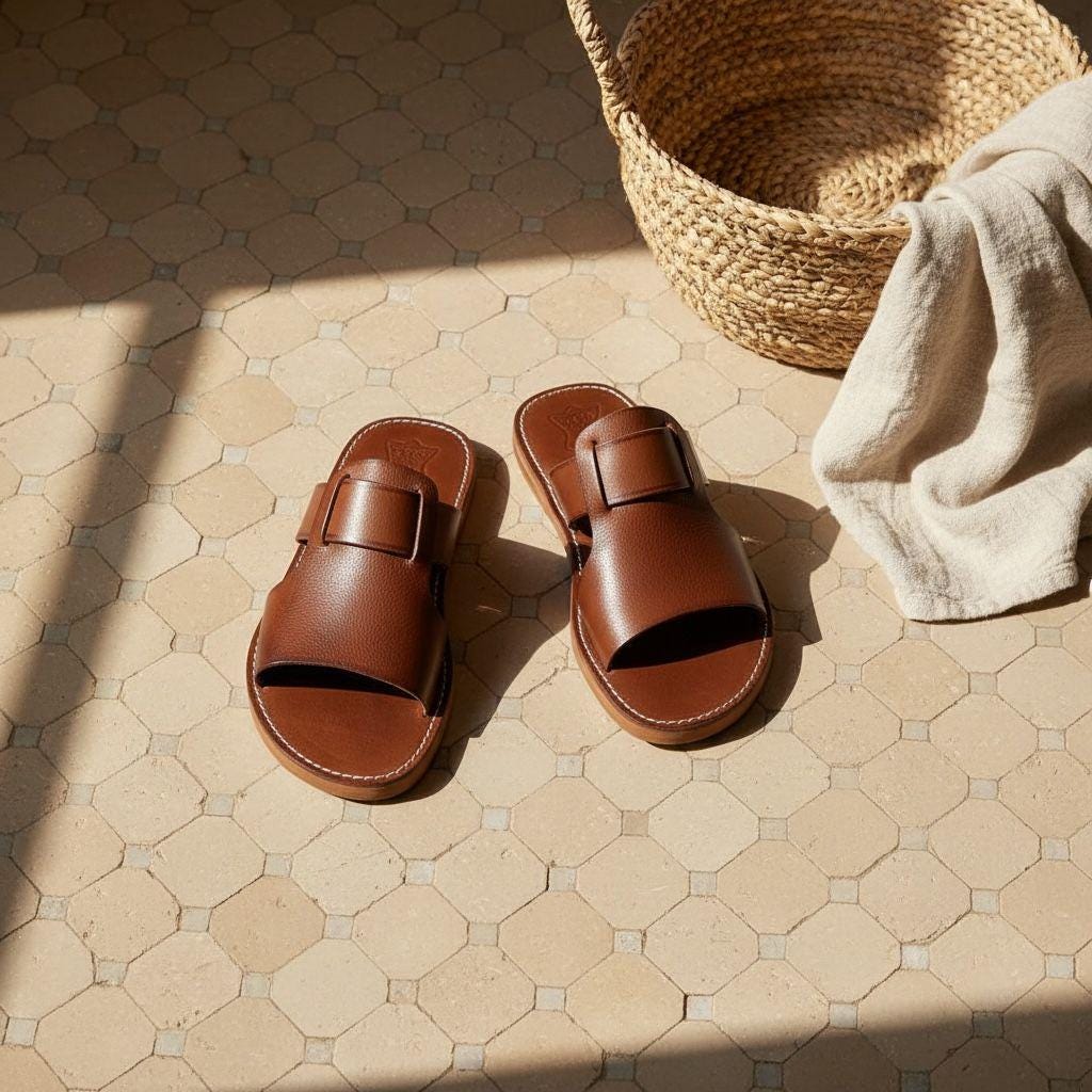 Handmade Moroccan Leather Babouche Slippers – Orthopedic Summer Sandals