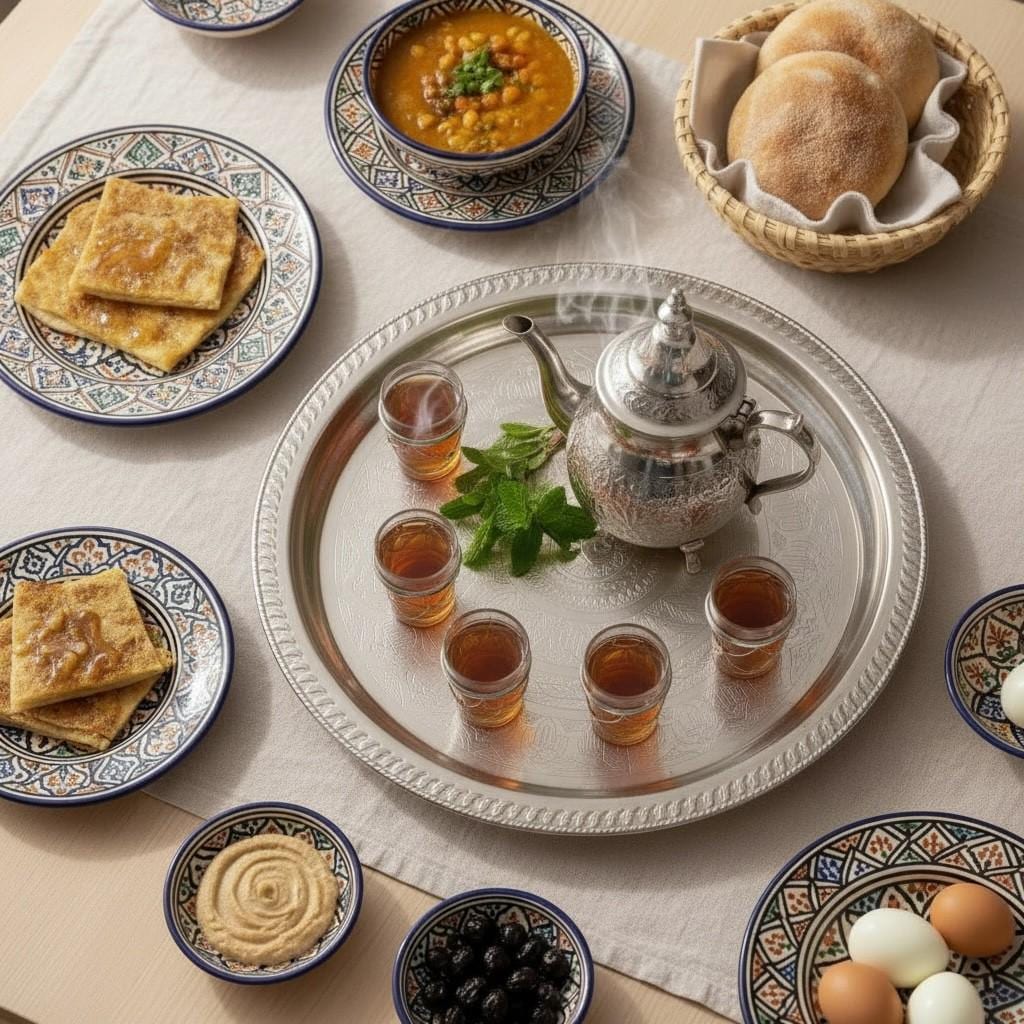 Set of 6 Handmade Moroccan Tea Glasses – Gold Rim Beldi Set