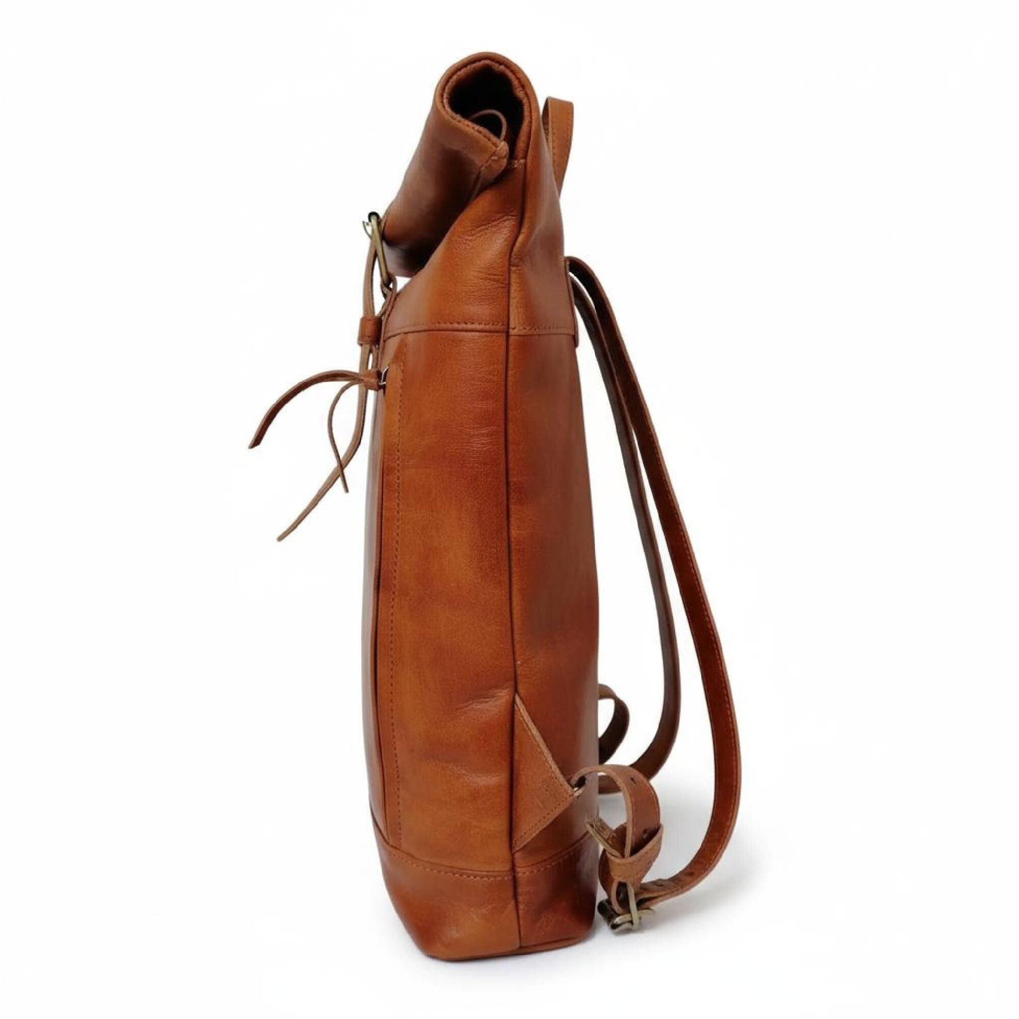 Handmade Moroccan Roll Top Leather Backpack