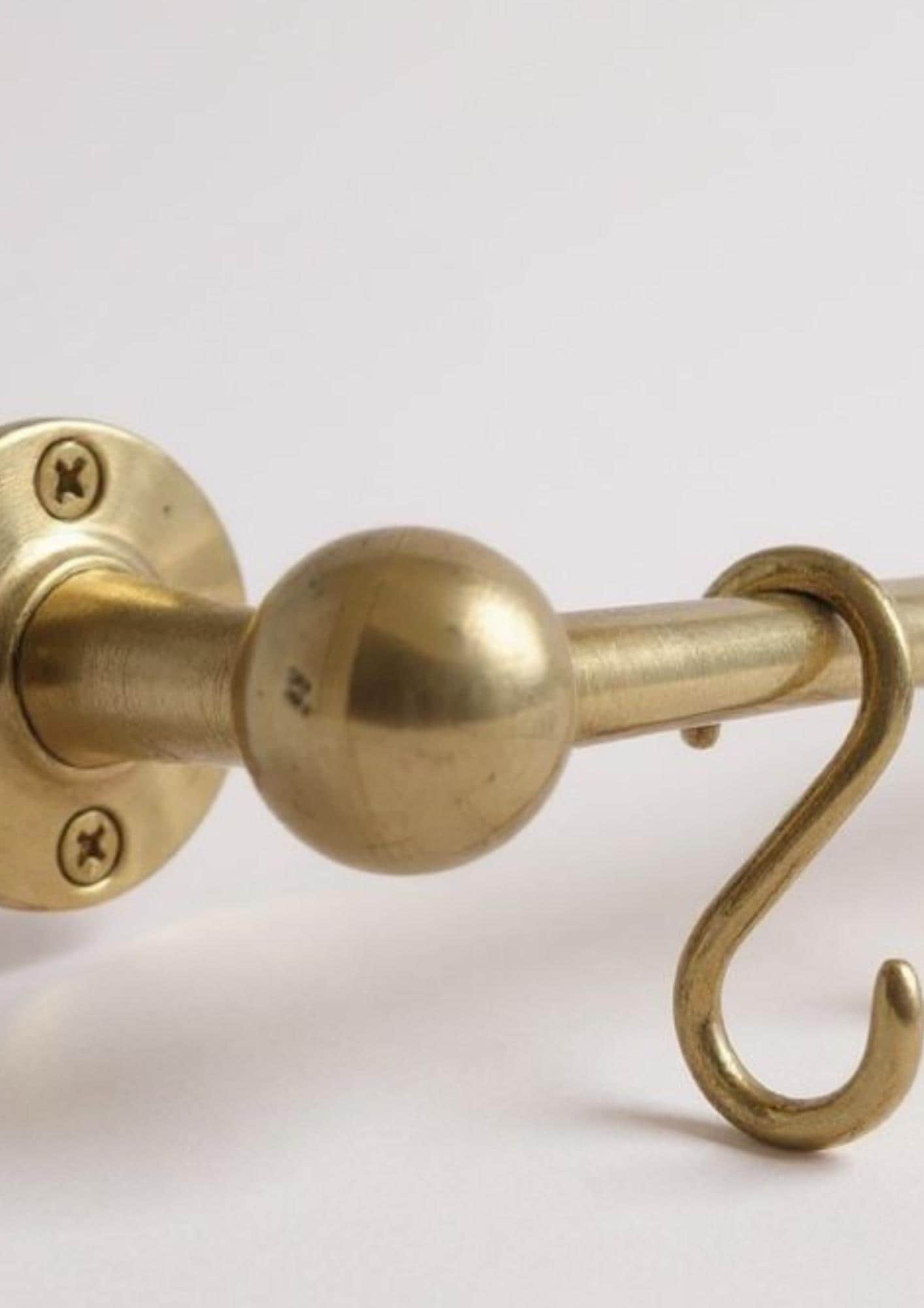 Handmade Unlacquered Brass Pot Rail – Farmhouse Kitchen Rack with Hooks