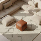 Leather Pouf Square Handmade Moroccan Ottoman