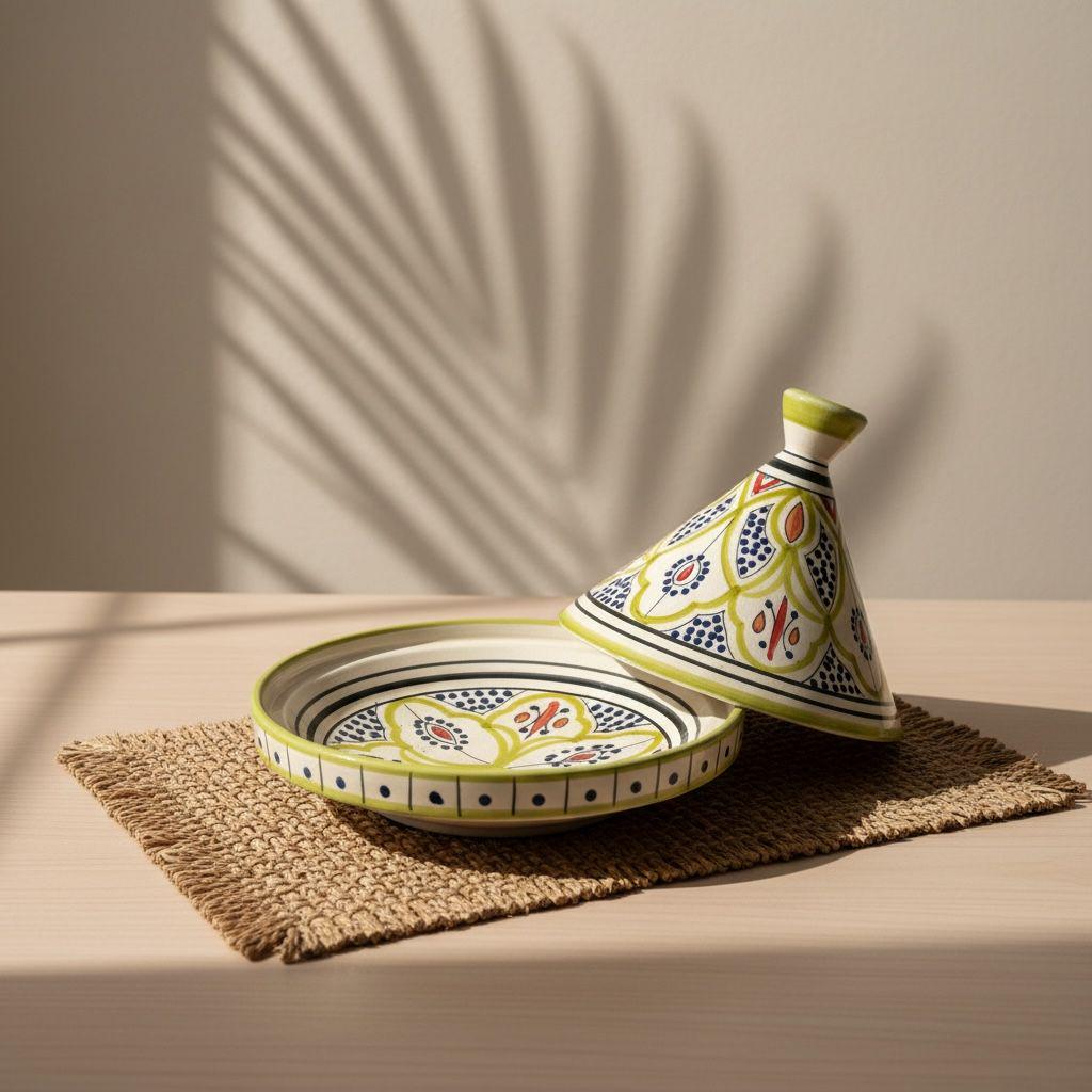 Handmade Moroccan Tagine, Hand-Painted Ceramic Tableware, 9-inch