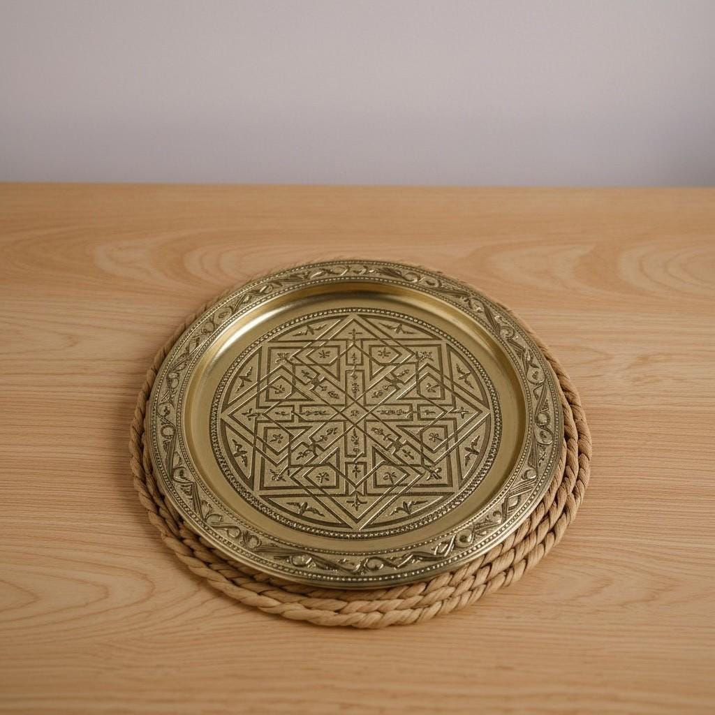 Handmade Moroccan Silver Tea Tray – Traditional Engraved Serving Tray