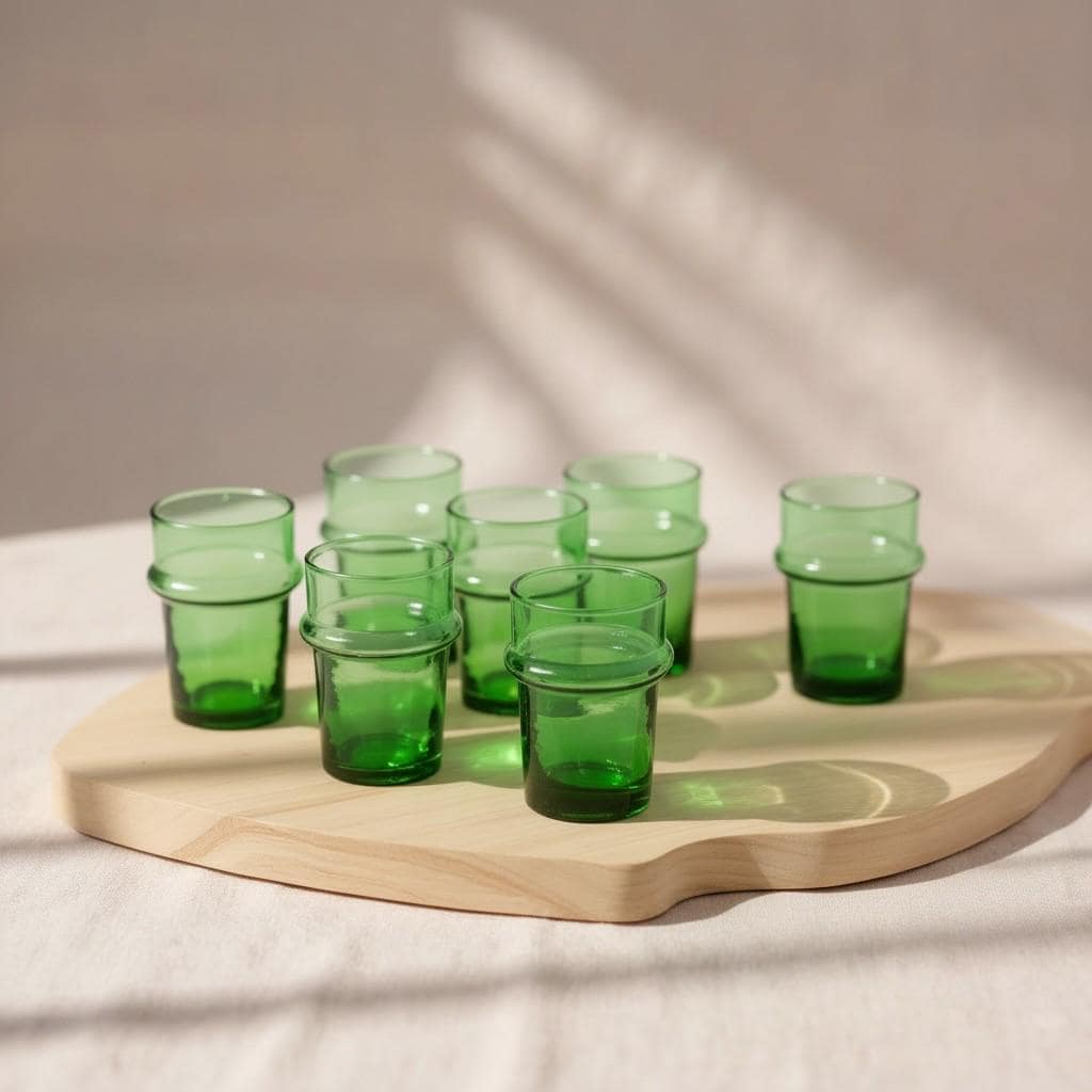 Set of 6 Handmade Moroccan Tea Glasses – Gold Rim Beldi Set