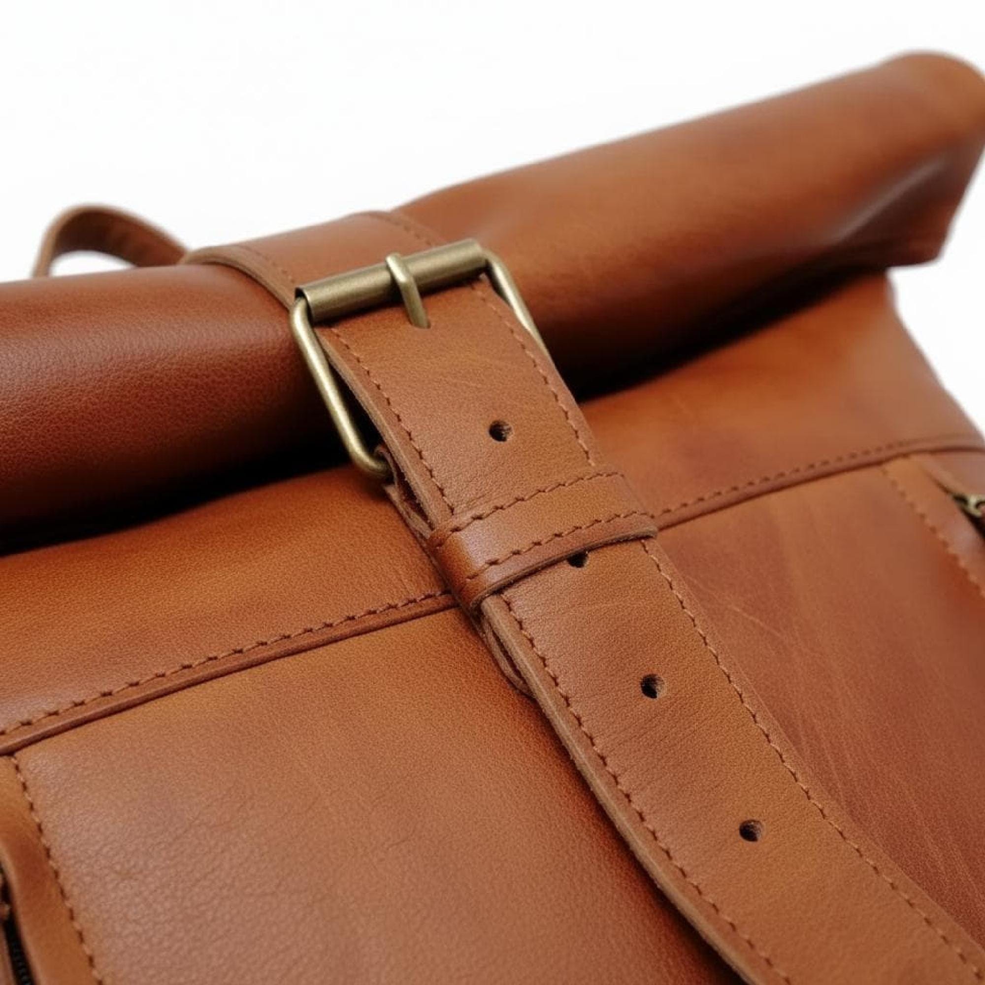 Handmade Moroccan Roll Top Leather Backpack
