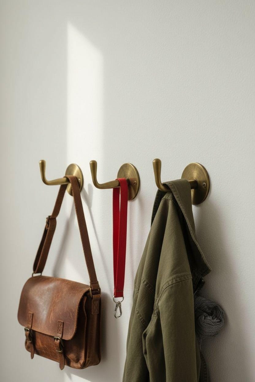 Vintage Unlacquered Brass Robe Hook Set – Rustic Wall Mounted Hardware