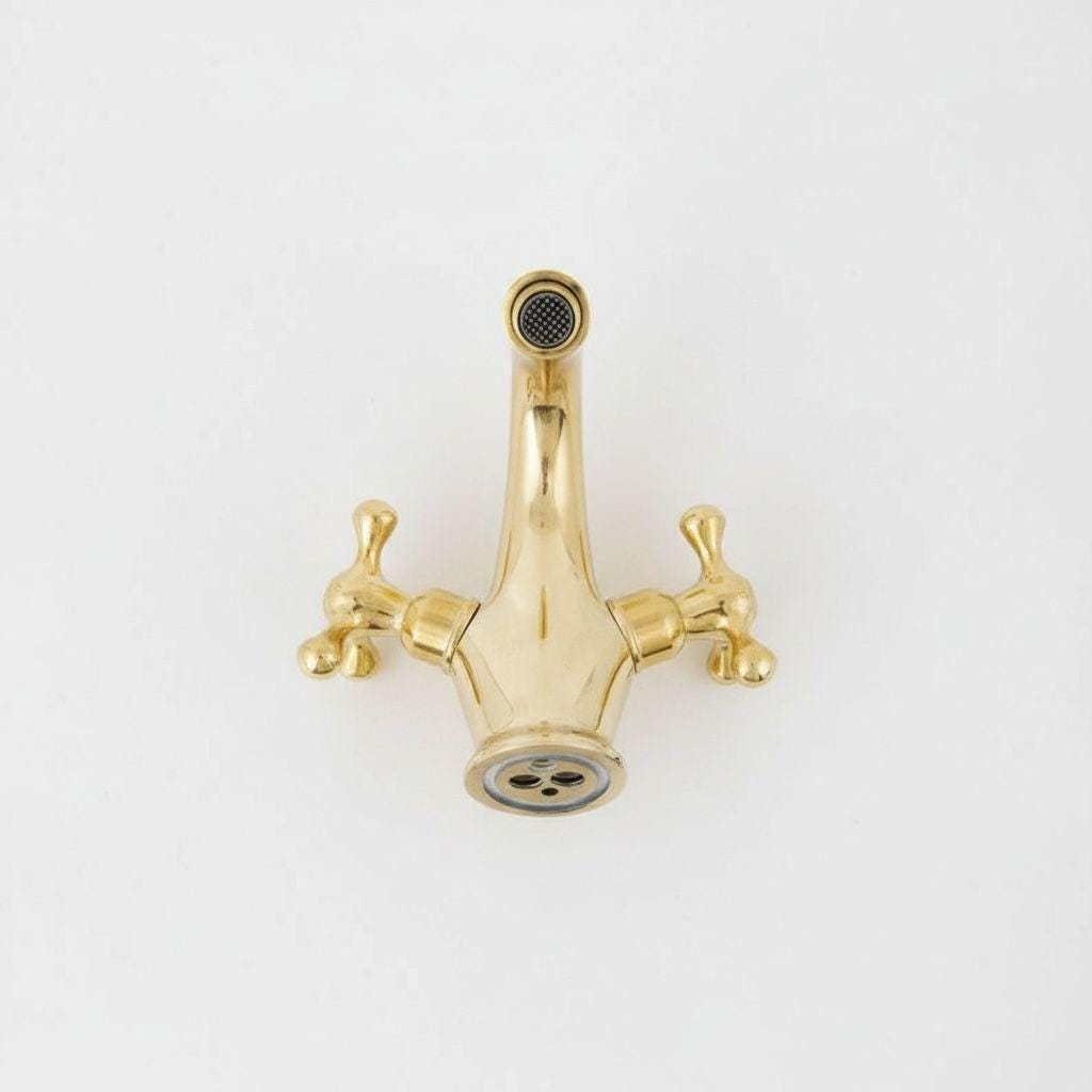 Unlacquered Solid Brass Wall Mounted Faucet – Vintage Bathroom Tap