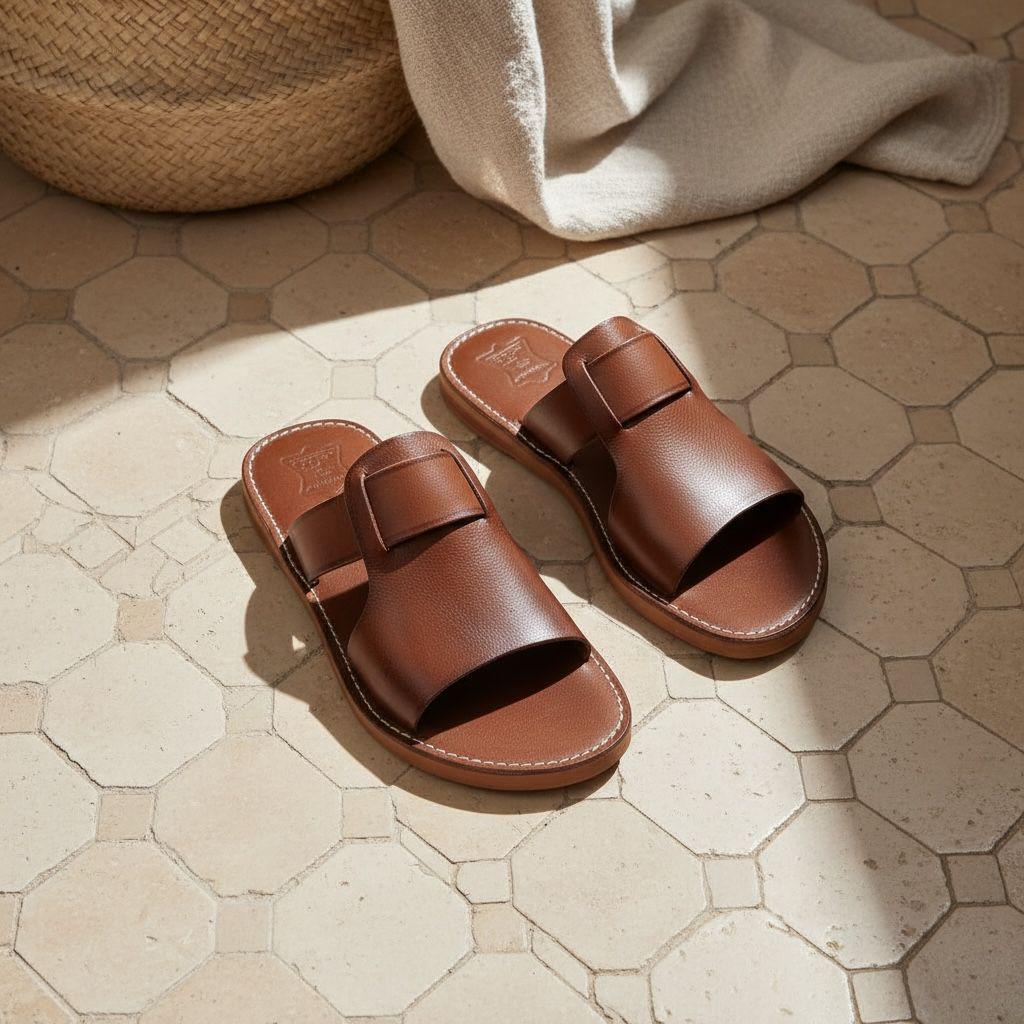 Handmade Moroccan Leather Babouche Slippers – Orthopedic Summer Sandals