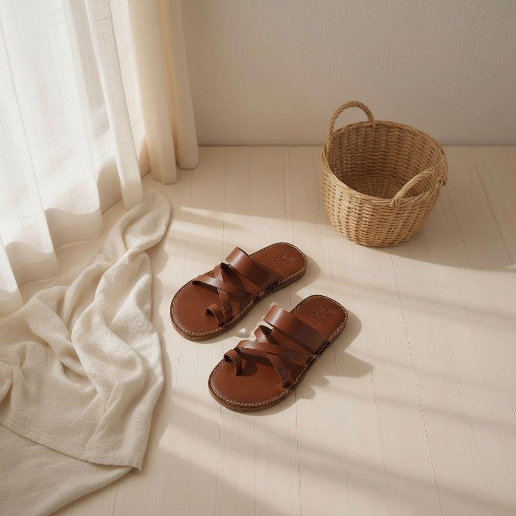 Leather Babouche Slippers – Handmade Moroccan Sandals