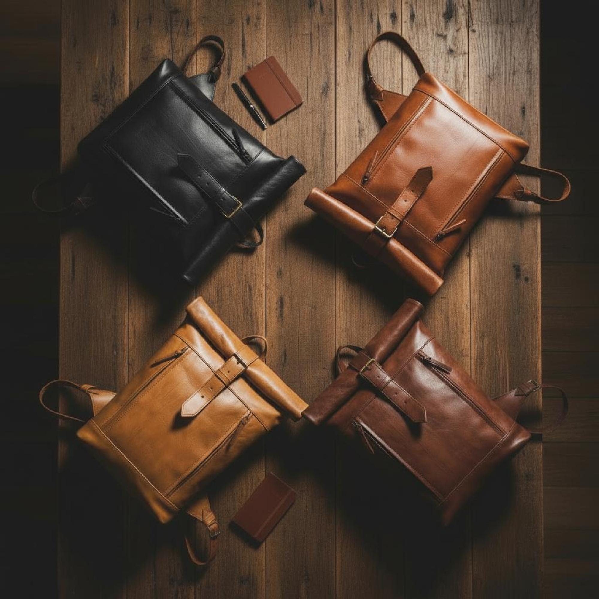 Handmade Moroccan Roll Top Leather Backpack