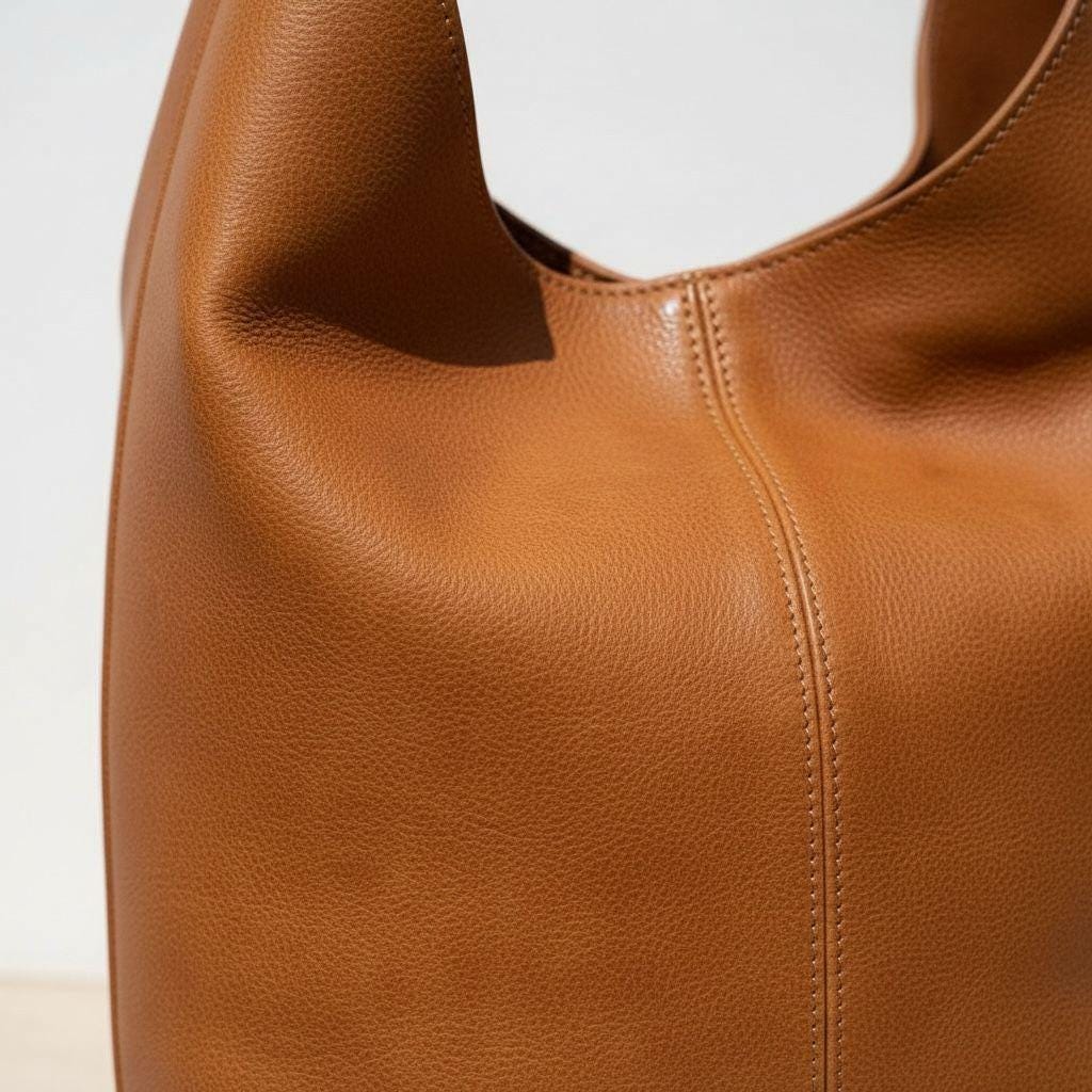 Handmade Moroccan Leather Tote Bag – Vegetable-Tanned, Minimalist Shoulder Bag