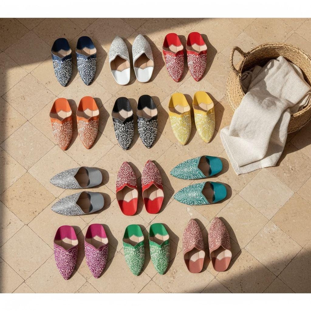Women Moroccan Leather Babouche – Traditional Belgha Slippers, Handmade Pointed Toe Shoes, Genuine Leather Flats