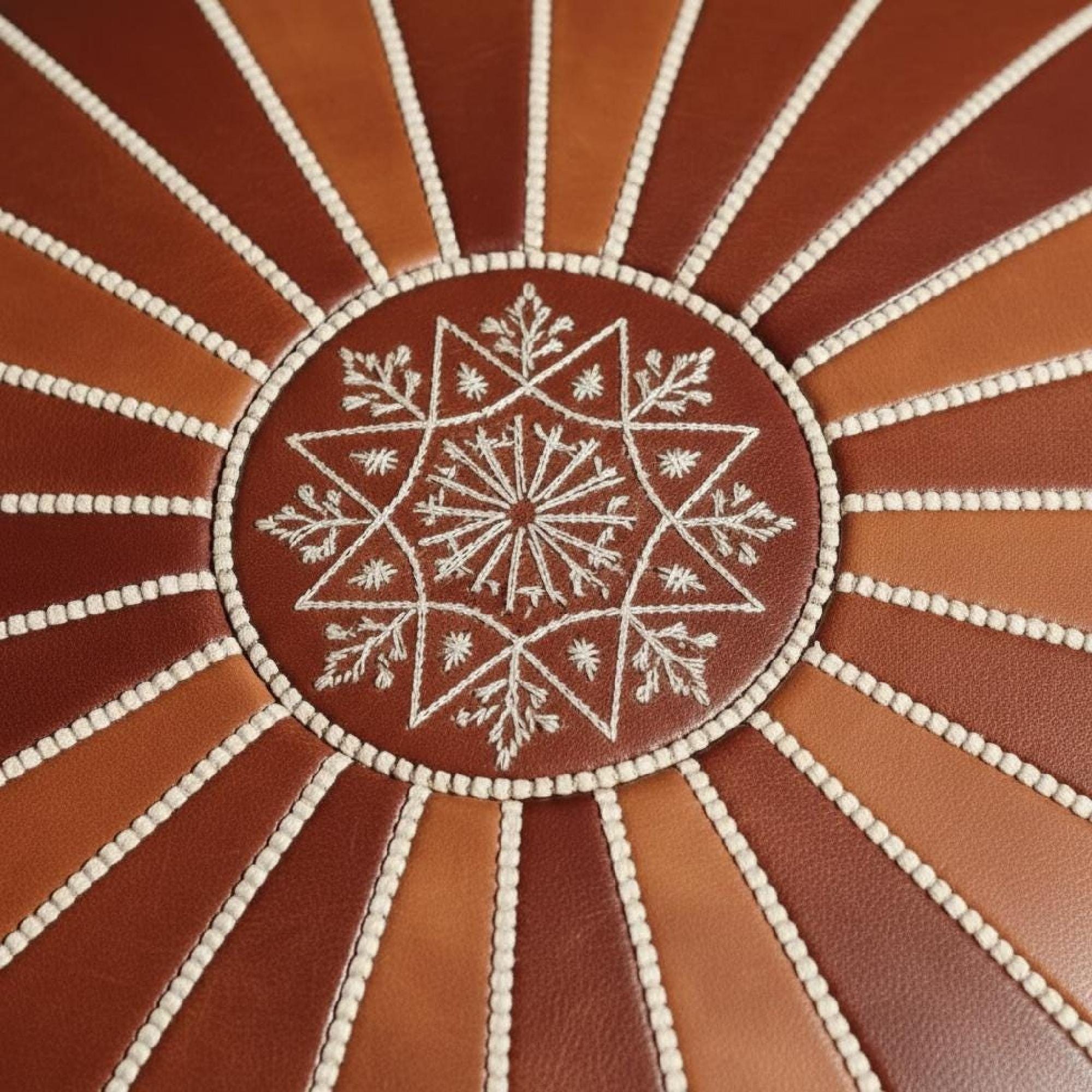 Large Moroccan Leather Pouf Ottoman Cover