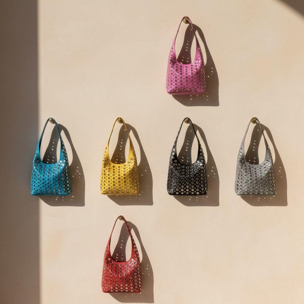 Handmade Moroccan Leather Studded Tote Bag – Boho Chic Shoulder Bag