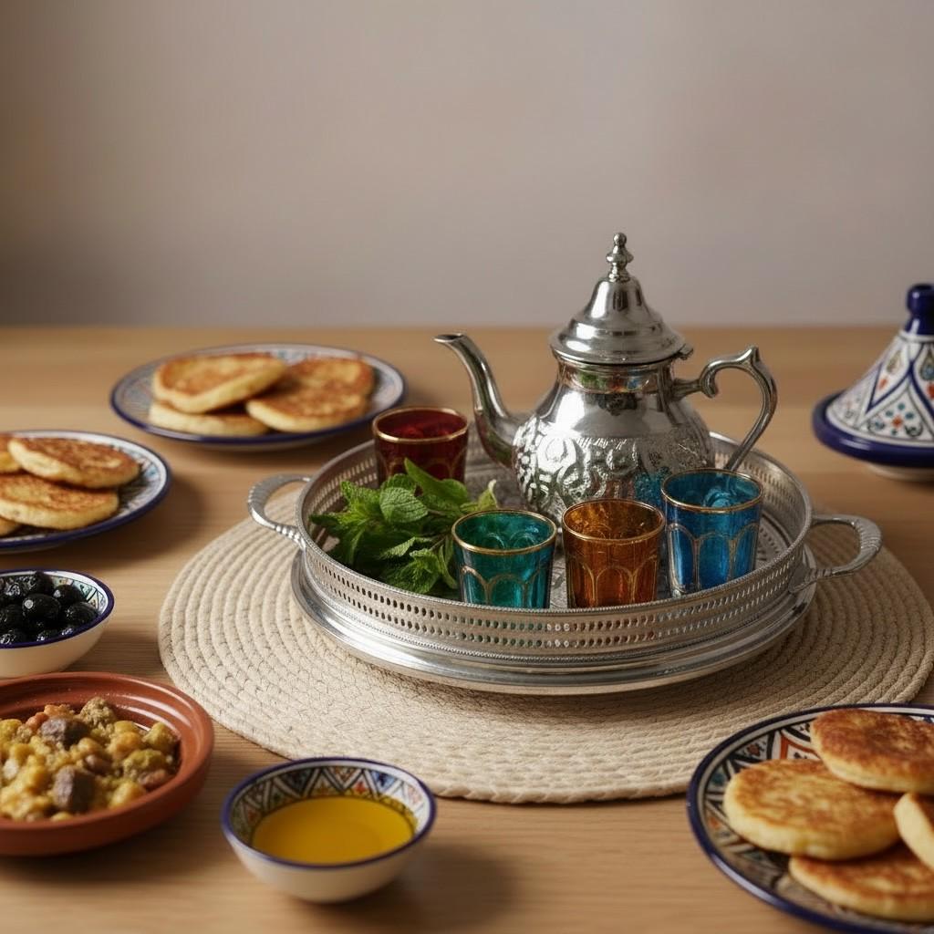 Handmade Moroccan Silver Tea Tray – Traditional Engraved Serving Tray