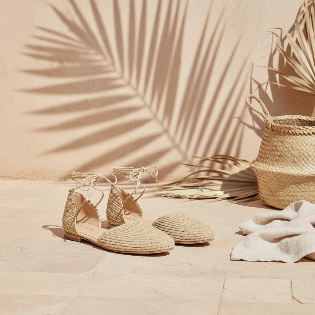 Handmade Raffia Shoes for Women – Natural Straw Espadrilles, Lace-Up Summer Flats, Boho Beach Shoes
