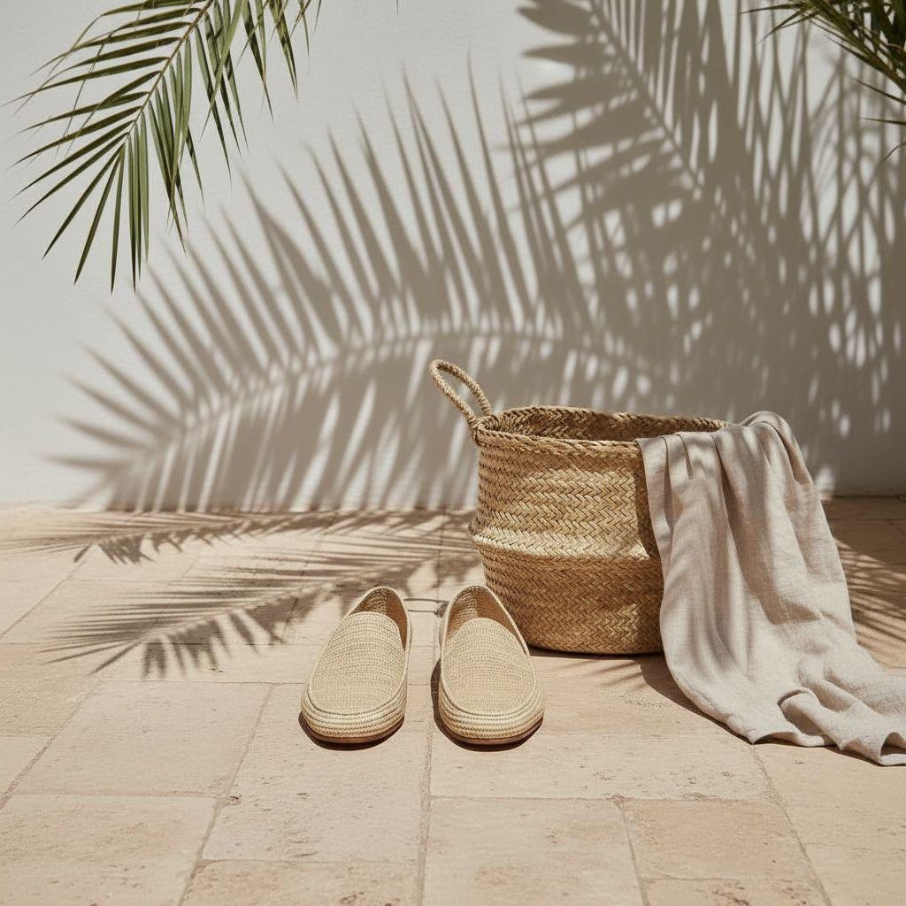 Handmade Raffia Loafers, Men's Natural Straw Espadrilles, Boho Summer Shoes