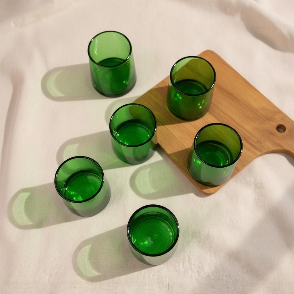 Set of 6 Hand-Blown Glass Tumbler Set – Clear Cylindrical Glasses for Tea, Coffee & Juice