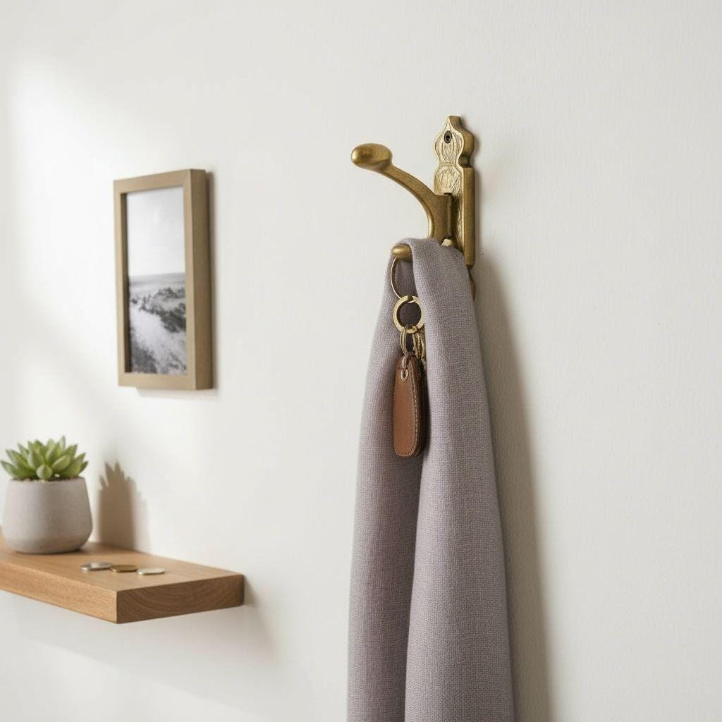 Unlacquered Brass Robe Hook Set – Vintage Rustic Wall Hooks