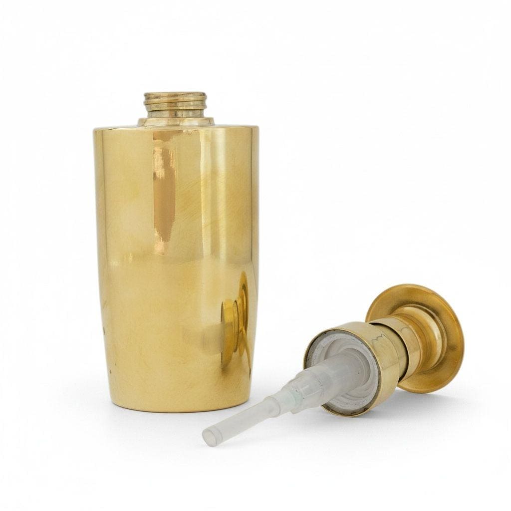 Unlacquered Brass Double Soap Dispenser – Solid Brass Wall Mounted Pump, Vintage Bathroom Hardware