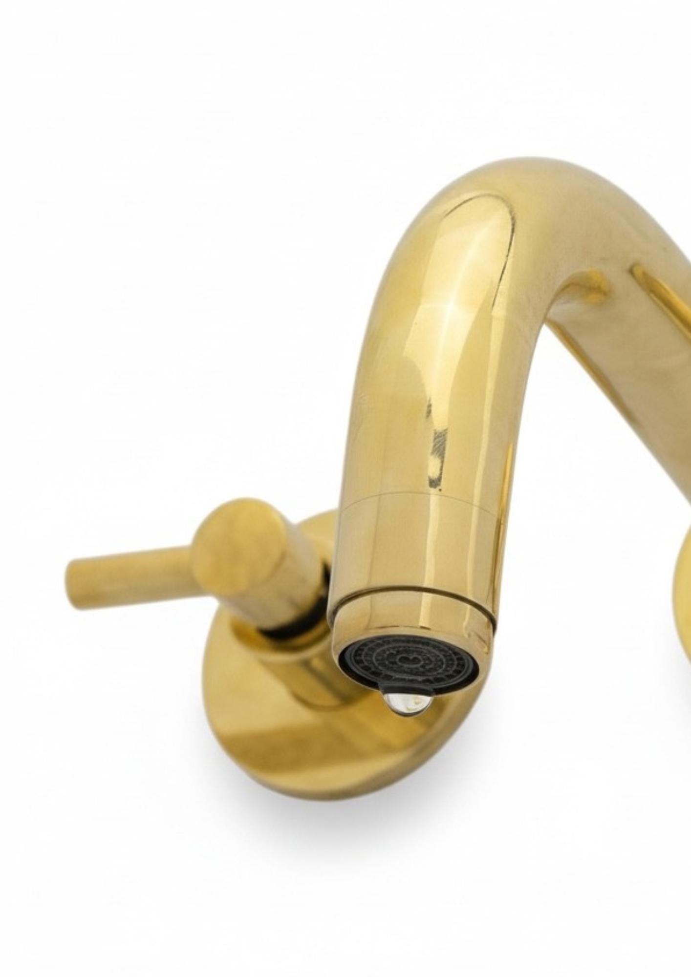 Unlacquered Brass Wall Mount Faucet – Solid Brass Bathroom Tap