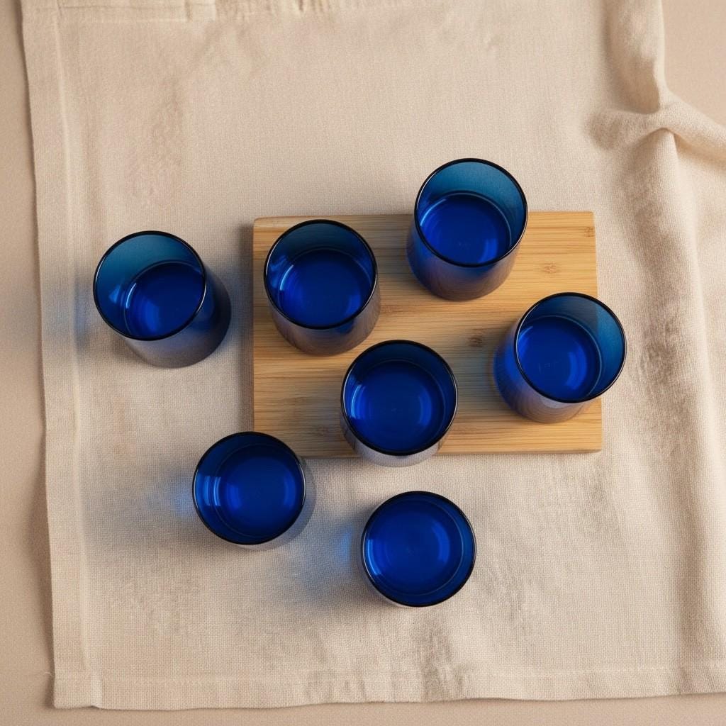 Set of 6 Hand-Blown Glass Tumbler Set – Clear Cylindrical Glasses for Tea, Coffee & Juice