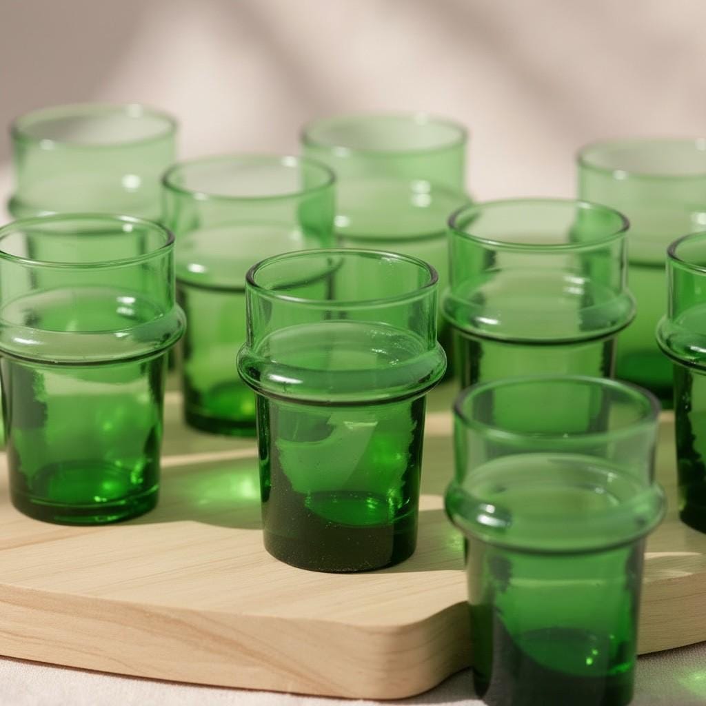 Set of 6 Handmade Moroccan Tea Glasses – Gold Rim Beldi Set