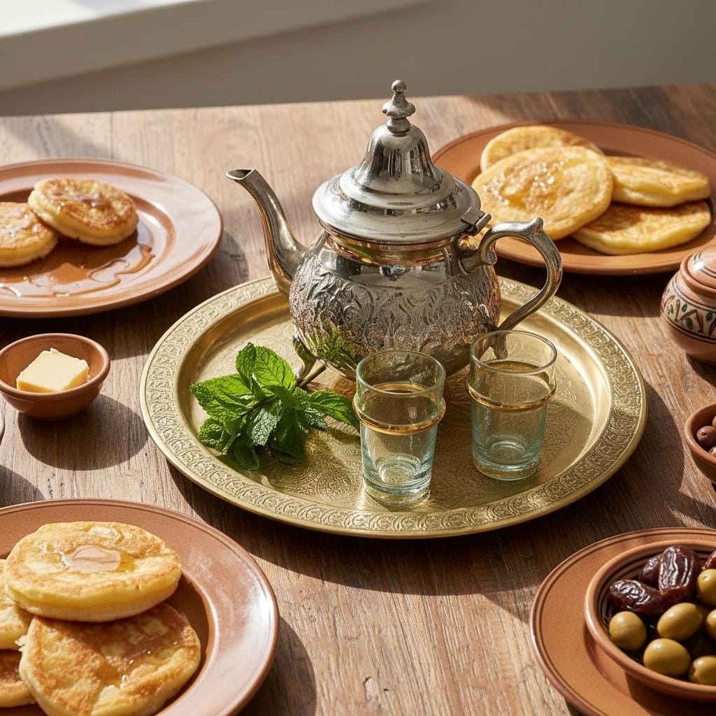 Set of 6 Handmade Moroccan Tea Glasses – Gold Rim Beldi Set