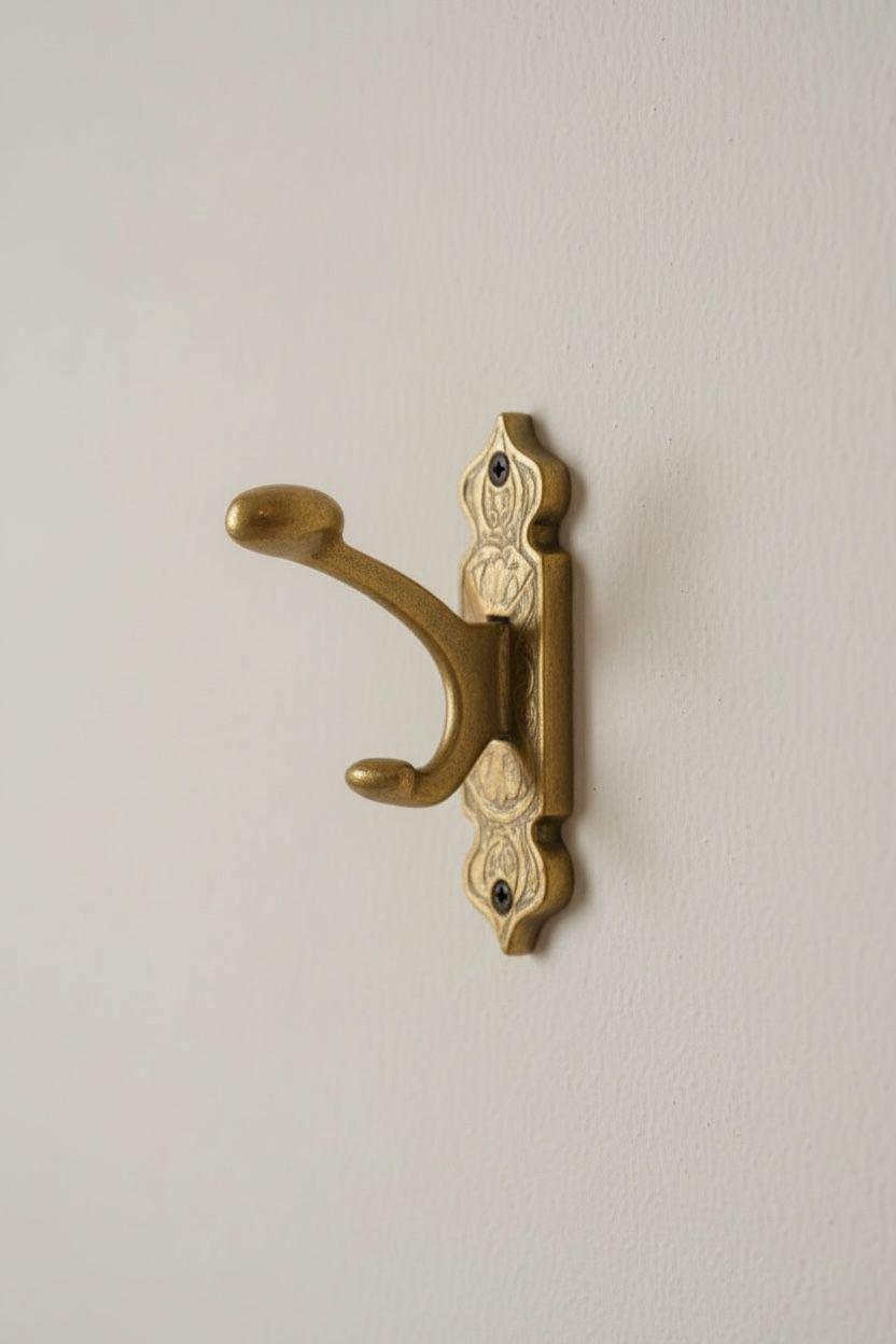 Unlacquered Brass Robe Hook Set – Vintage Rustic Wall Hooks
