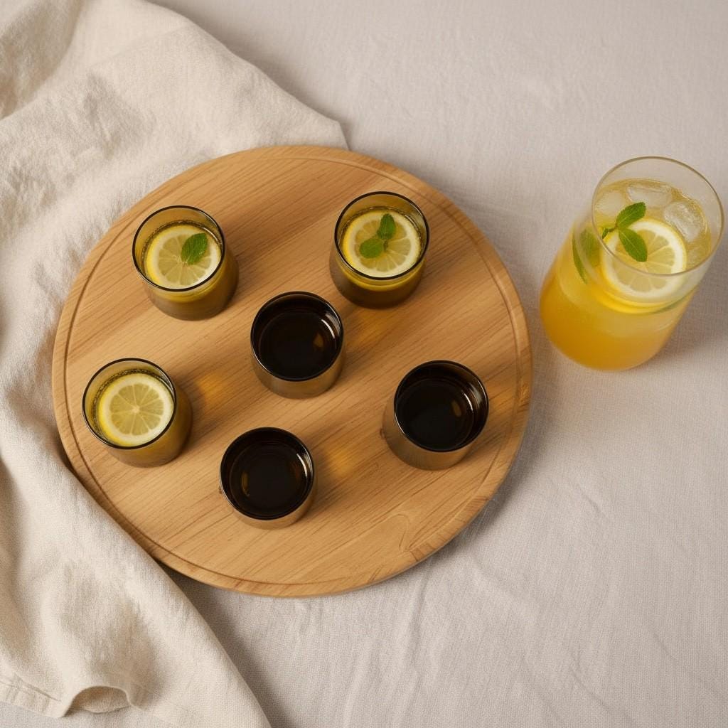 Set of 6 Hand-Blown Glass Tumbler Set – Clear Cylindrical Glasses for Tea, Coffee & Juice