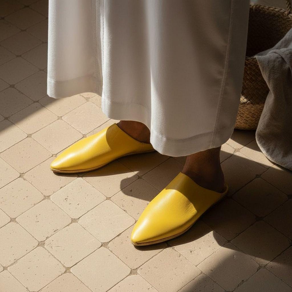 Moroccan Leather Babouche Slippers – Handmade Belgha Shoes