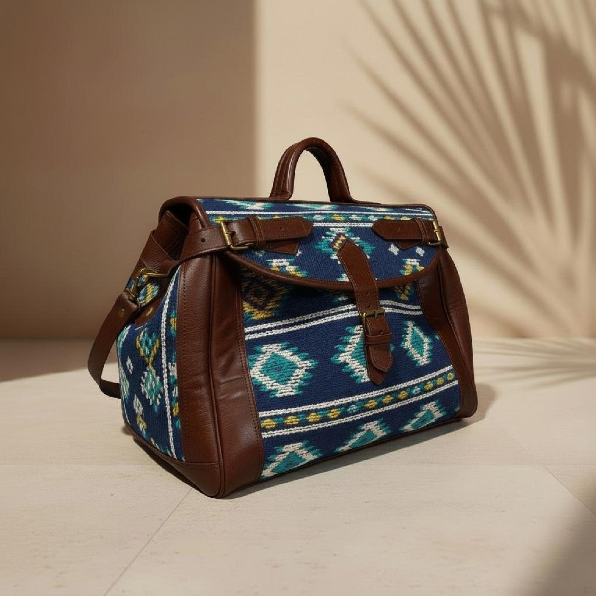 Moroccan Rug Bag Leather Duffel Vintage
