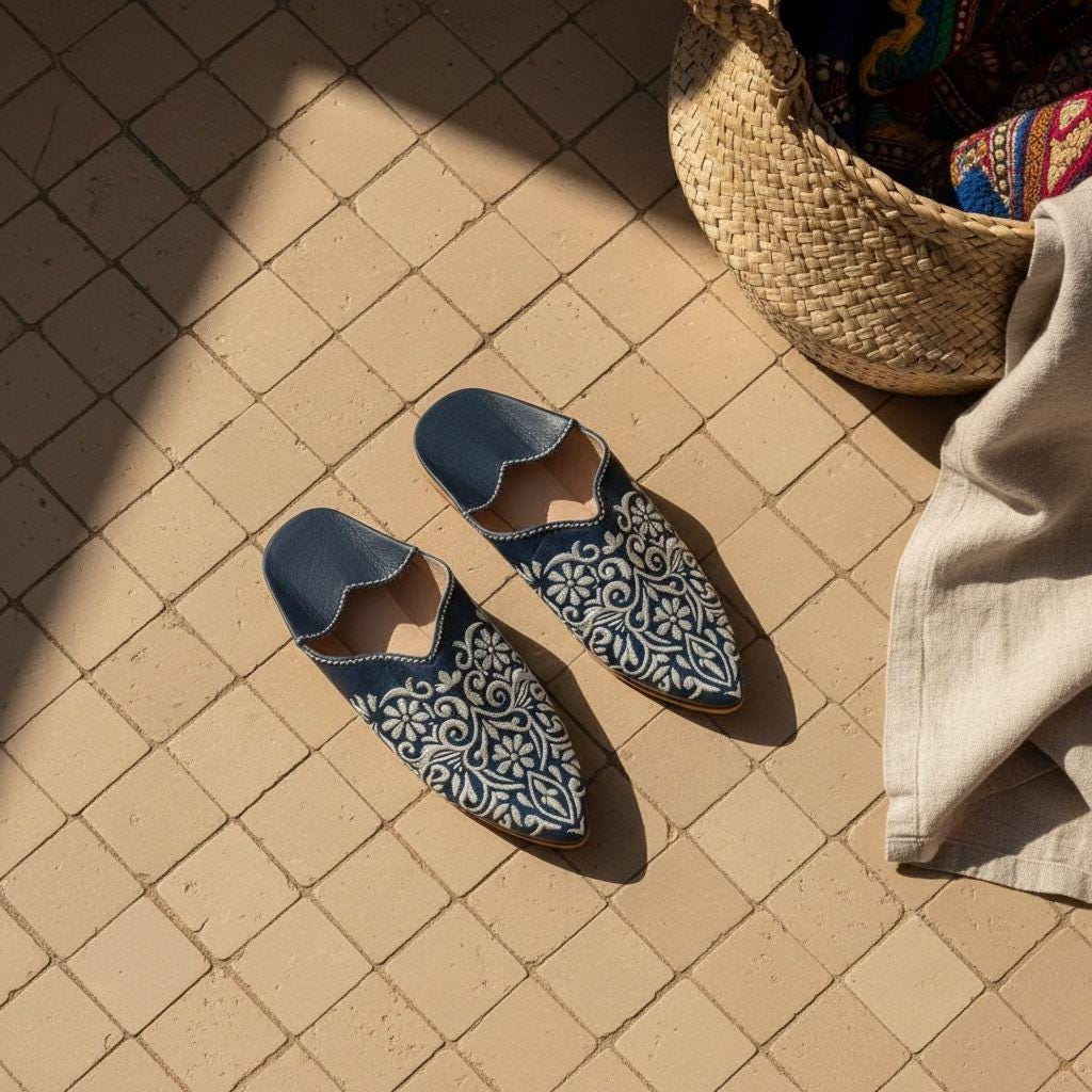 Women Moroccan Leather Babouche – Traditional Belgha Slippers, Handmade Pointed Toe Shoes, Genuine Leather Flats