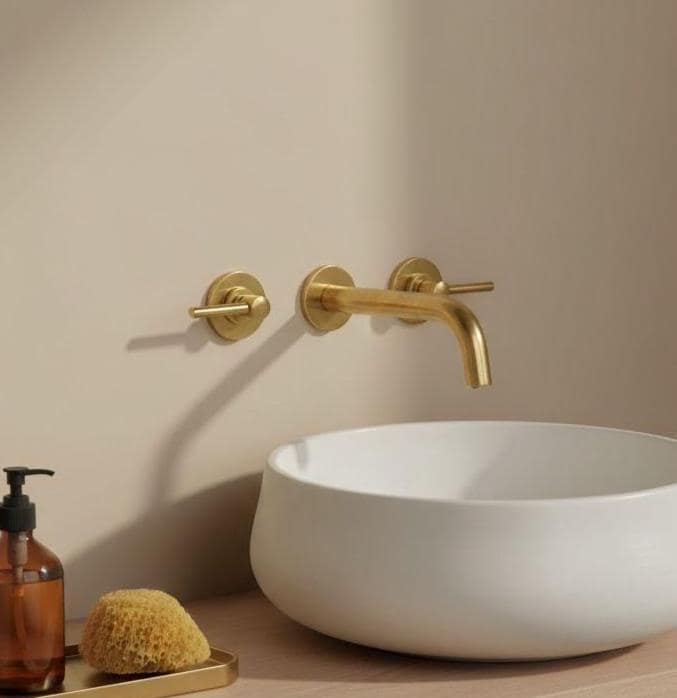 Unlacquered Brass Wall Mount Faucet – Solid Brass Bathroom Tap