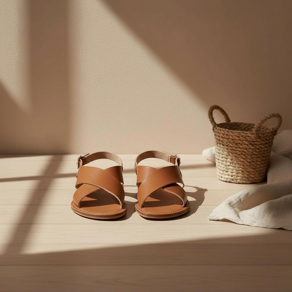 Handmade Leather Flat Sandals – Minimalist Summer Shoes