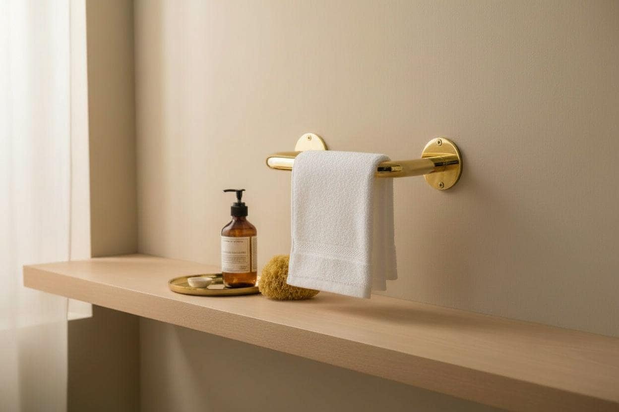 Unlacquered Brass Towel Bar – Solid Brass, Vintage Bathroom Decor