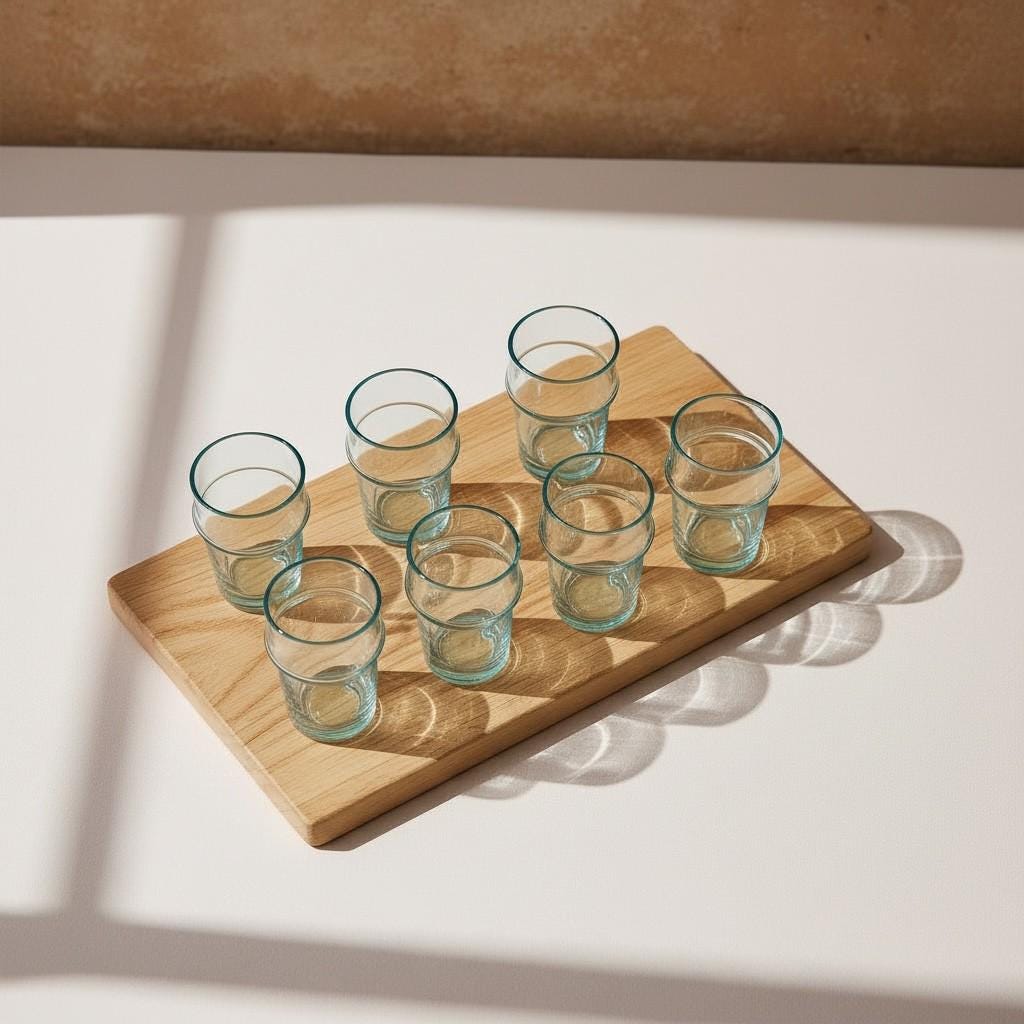 Set of 6 Handmade Moroccan Tea Glasses – Gold Rim Beldi Set