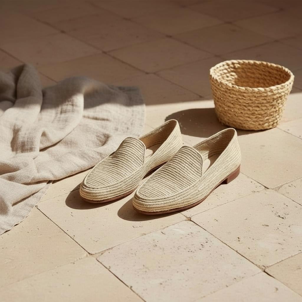Handmade Raffia Espadrilles, Women's Boho Slip-On Shoes