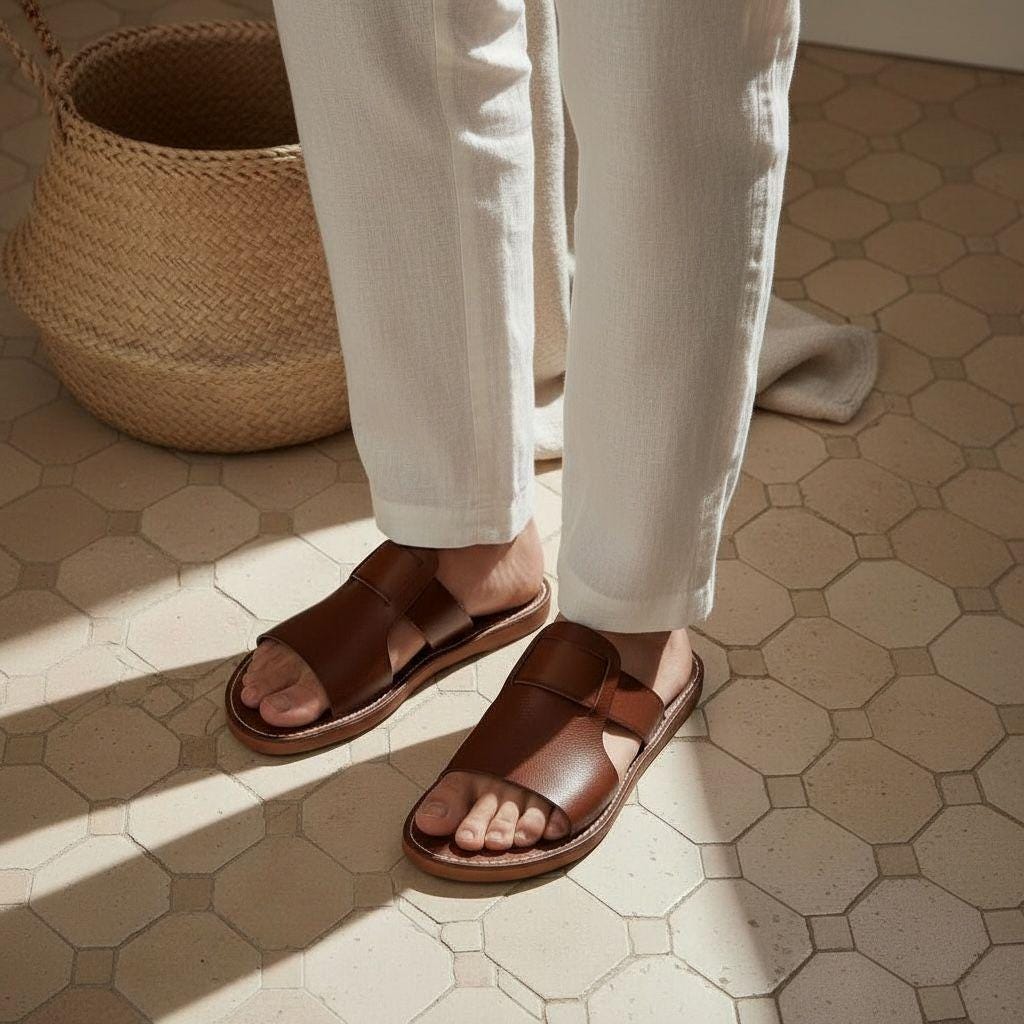 Handmade Moroccan Leather Babouche Slippers – Orthopedic Summer Sandals